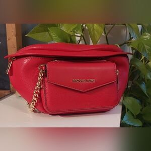 Michael Kors Vibrant Red Maisie Large Pabbled  Bag